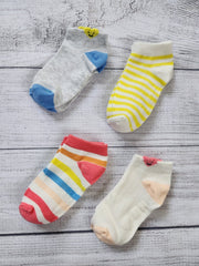 4-Pack Happy Hearts & Stripes Ankle Socks