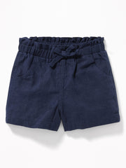Linen-Blend Paperbag-Waist Shorts