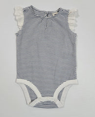 Stripe Embroidered-Sleeve Bodysuit