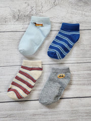 4-Pack Wiener Dog & Stripes Ankle Socks