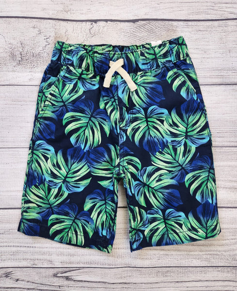 Tropical Leaf Pull-On Jogger Shorts