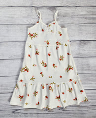 Sleeveless Strawberry-Print Rib-Knit Swing Dress