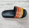 Stripe Faux-Leather Pool Slide Sandals