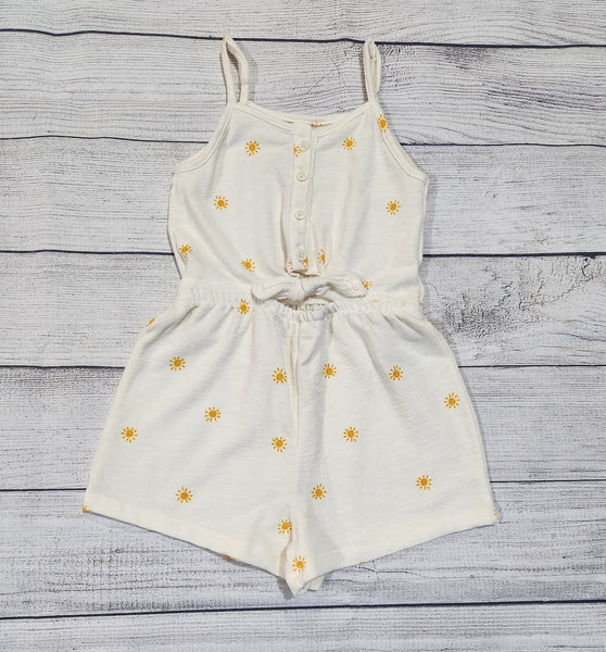 Sunburst Tie-Front Keyhole Cami Romper