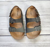 Faux-Leather Double-Buckle Sandals