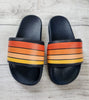 Stripe Faux-Leather Pool Slide Sandals