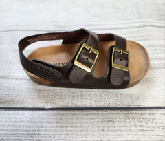 Faux-Leather Double-Buckle Sandals