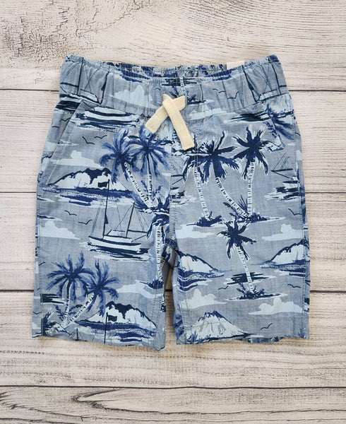Chambray Printed Pull-On Jogger Shorts