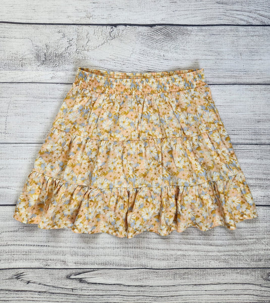 Floral Print Tired Skirt
