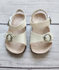 Faux-Leather Double-Buckle Sandals