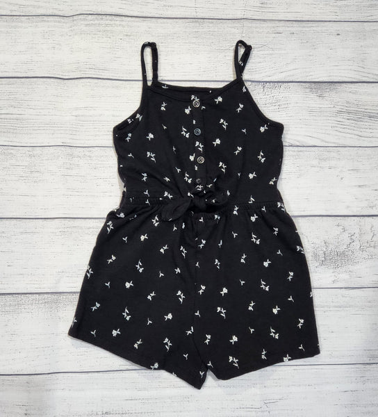Printed Tie-Front Keyhole Cami Romper