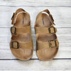 Faux-Leather Double-Buckle Sandals