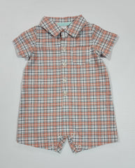 Plaid Button-Front Romper