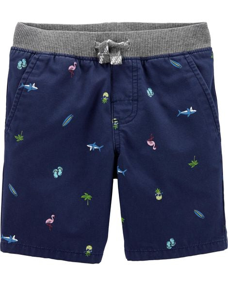 Printed Pull-On Dock Shorts