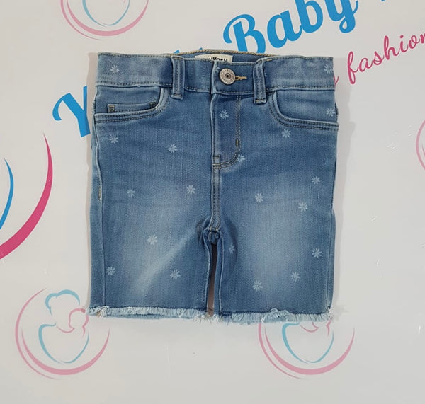 Printed Stretch Denim Bermuda Shorts