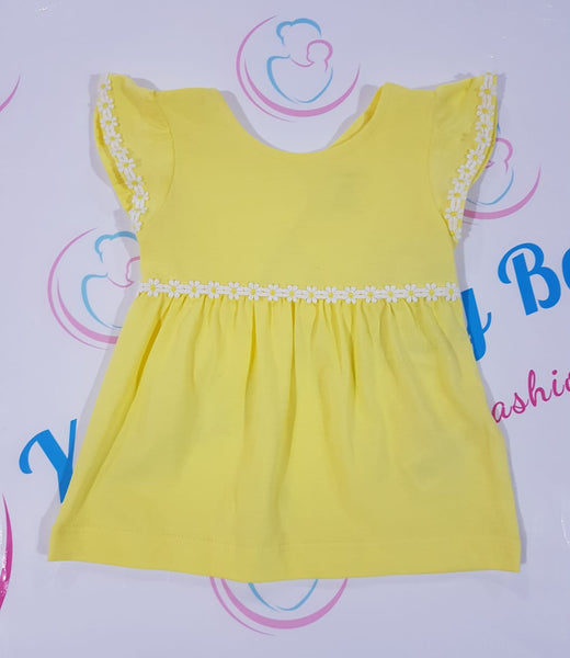 Flower Embroidered-Trim Flare Top
