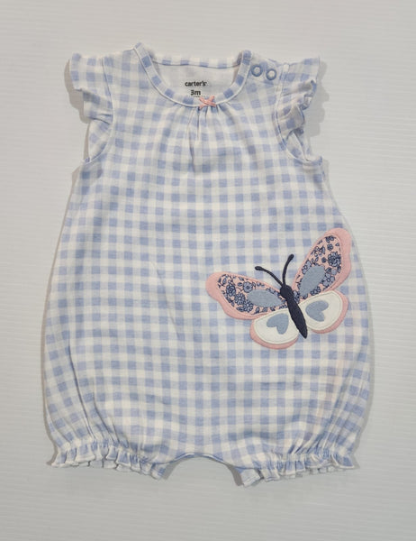Checkered Butterfly Snap-Up Romper