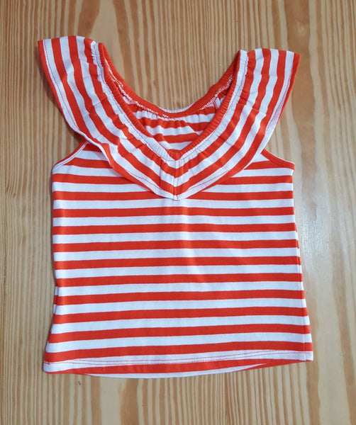 Stripe Ruffle-Trim Top