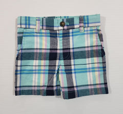 Plaid Flat-Front Shorts