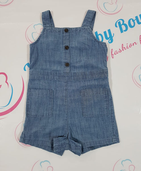 Sleeveless Chambray Utility Romper