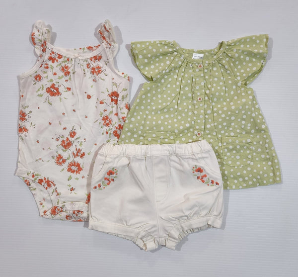 3-Piece Floral Bodysuit & Shorts Set