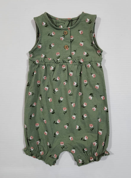 Sleeveless Flower Snap-Up Romper