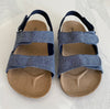 Chambray Double-Strap Sandals