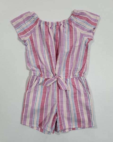 Tie-Front Striped Romper