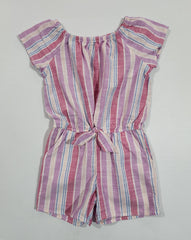 Tie-Front Striped Romper