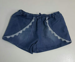 Lace Trim Denim Shorts