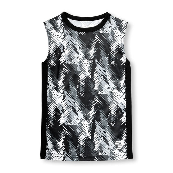 Sleeveless Printed Mesh Muscle Tank Top
